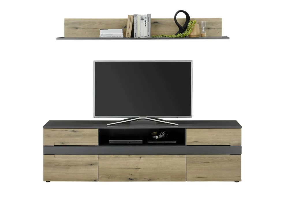 Banc TV avec étagère murale CORK