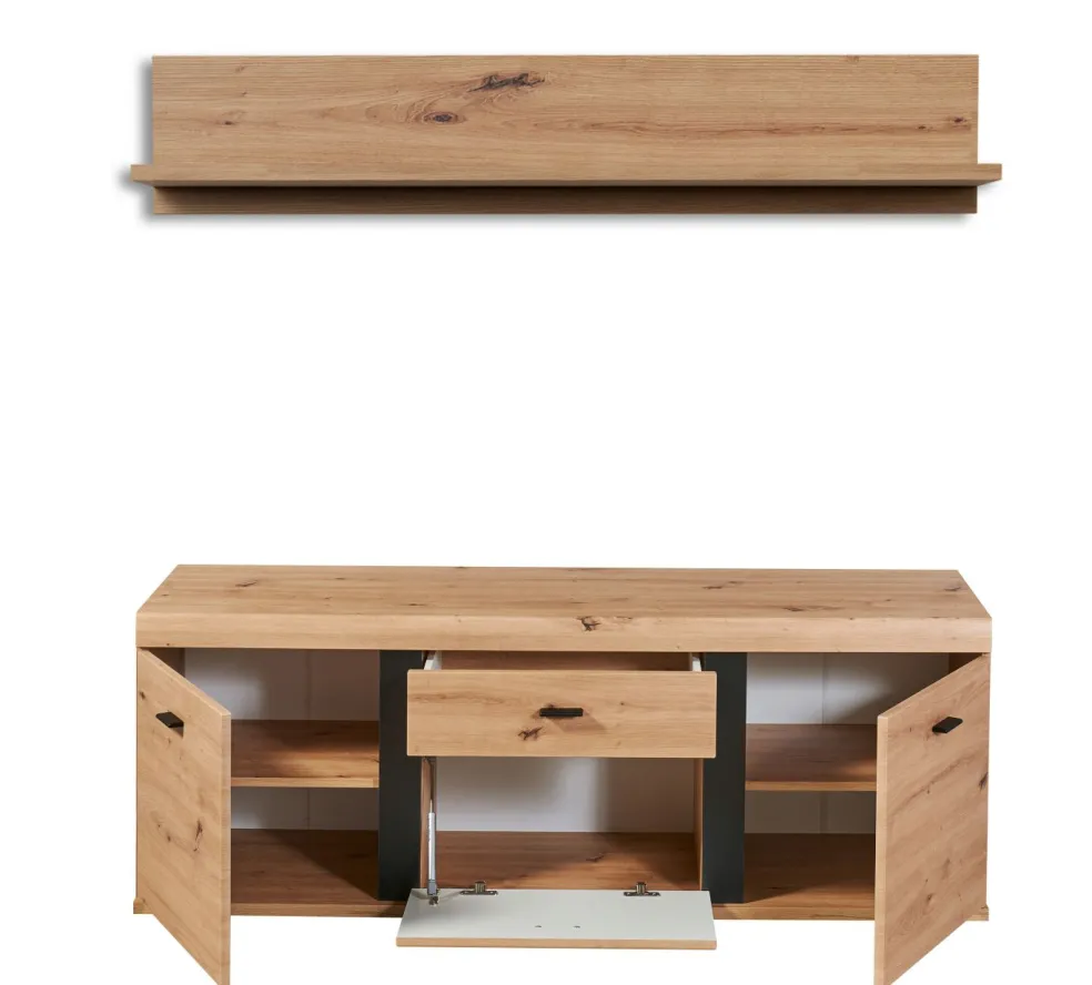 Banc TV avec étagère murale KRETA