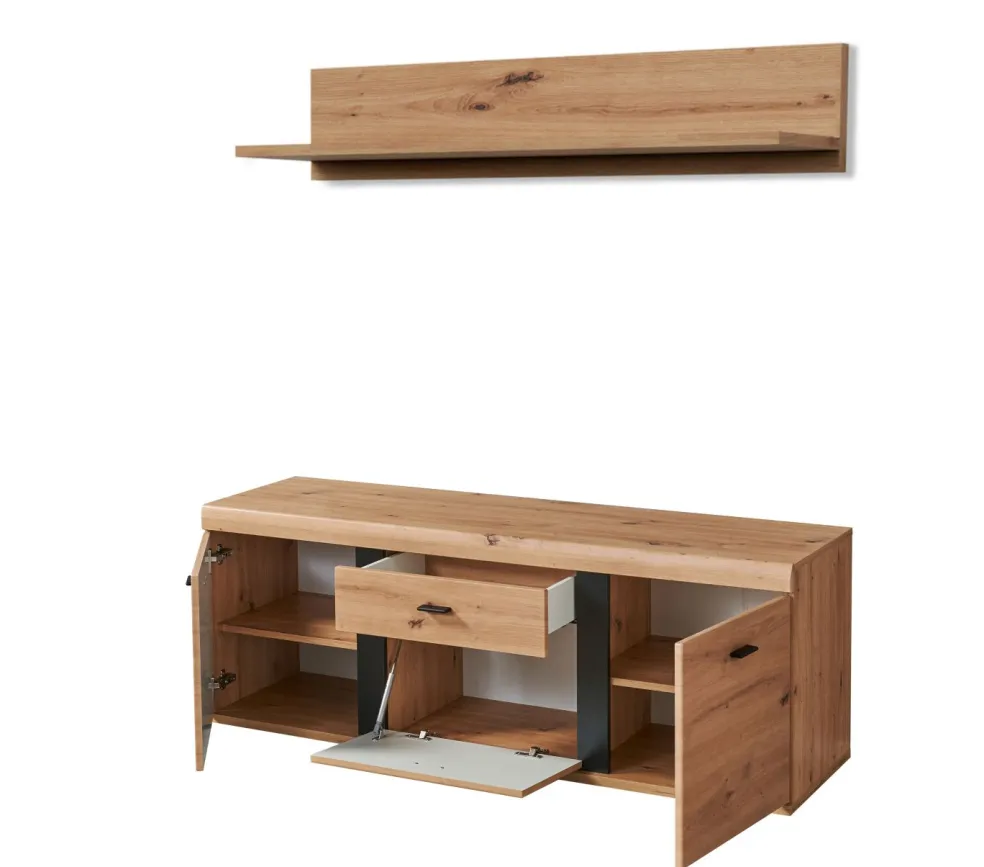 Banc TV avec étagère murale KRETA