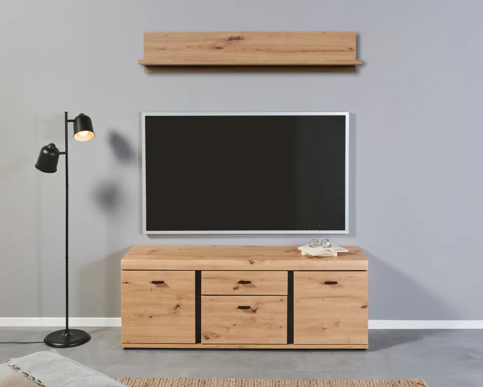 Banc TV avec étagère murale KRETA