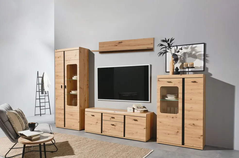 Banc TV avec étagère murale KRETA