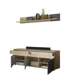 Banc TV avec étagère murale DUBLIN