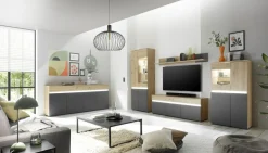 Banc TV avec étagère murale DUBLIN