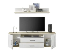 Banc TV avec étagère murale BIEL