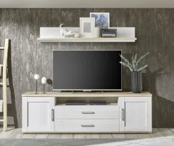 Banc TV avec étagère murale BIEL