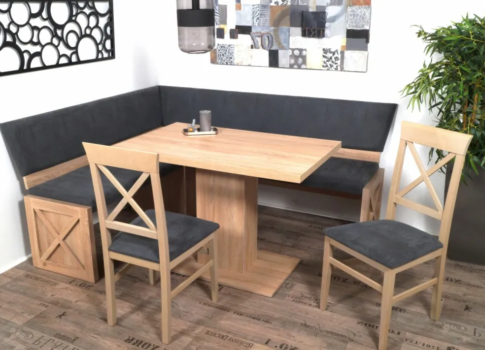 Coin repas avec banquette d'angle 4 éléments MADRANO