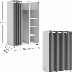 Dressing avec rideau en tissu JENKE