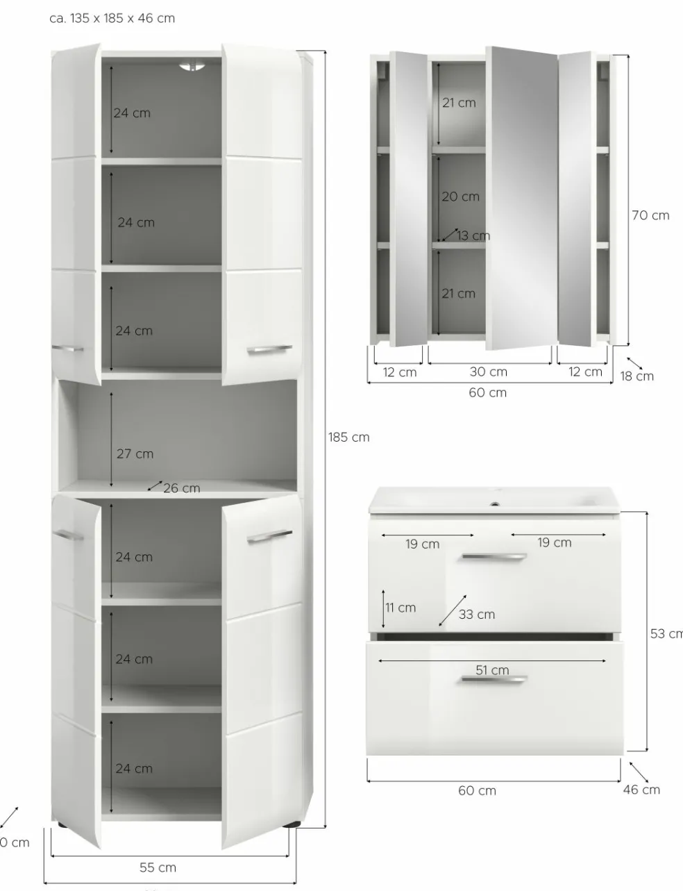 Ensemble salle de bains 3 éléments BONGA