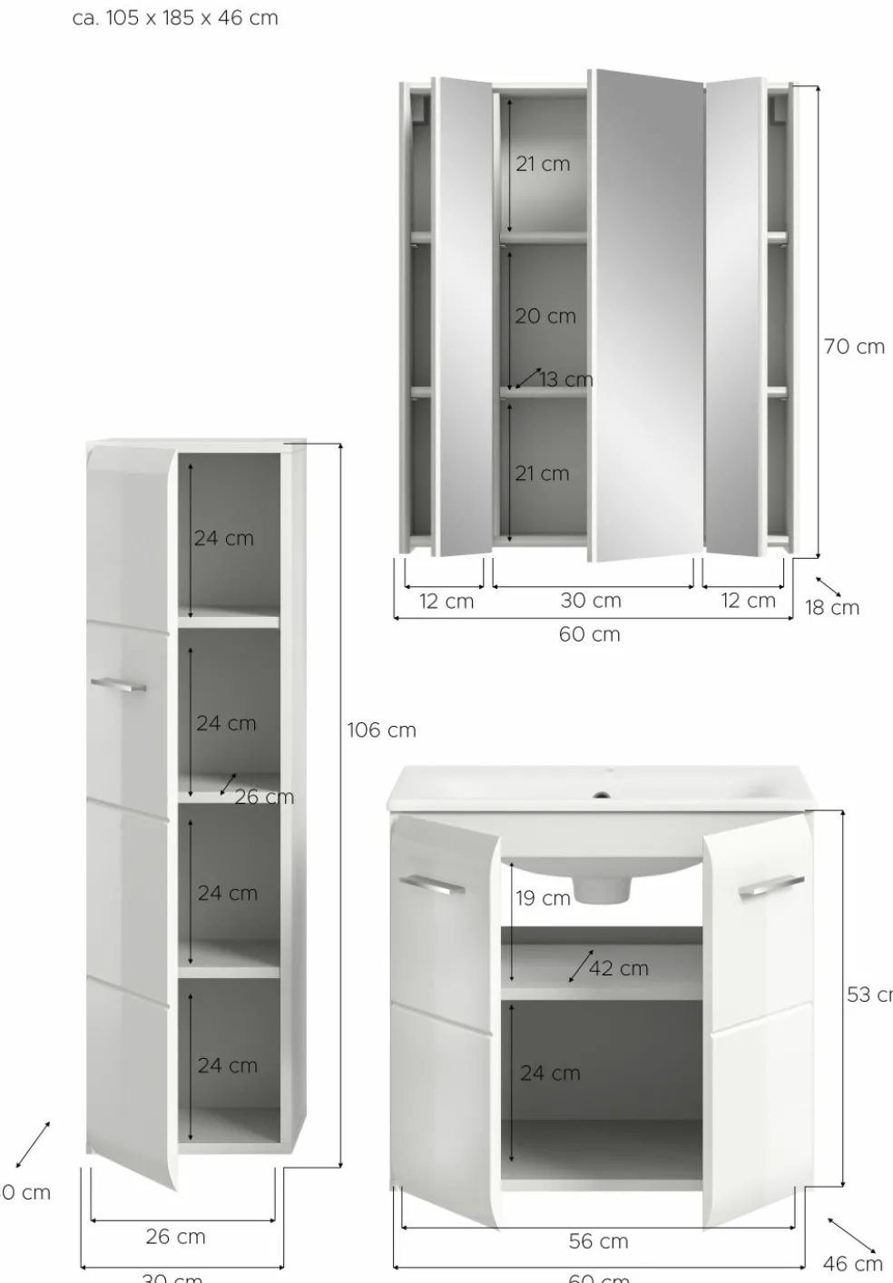 Ensemble salle de bains 3 éléments BONGA