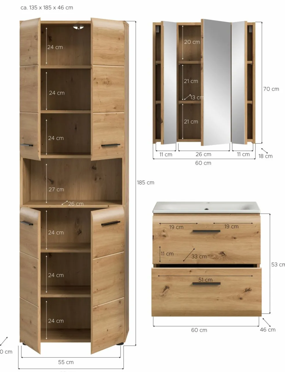 Ensemble salle de bains 3 éléments BONGA