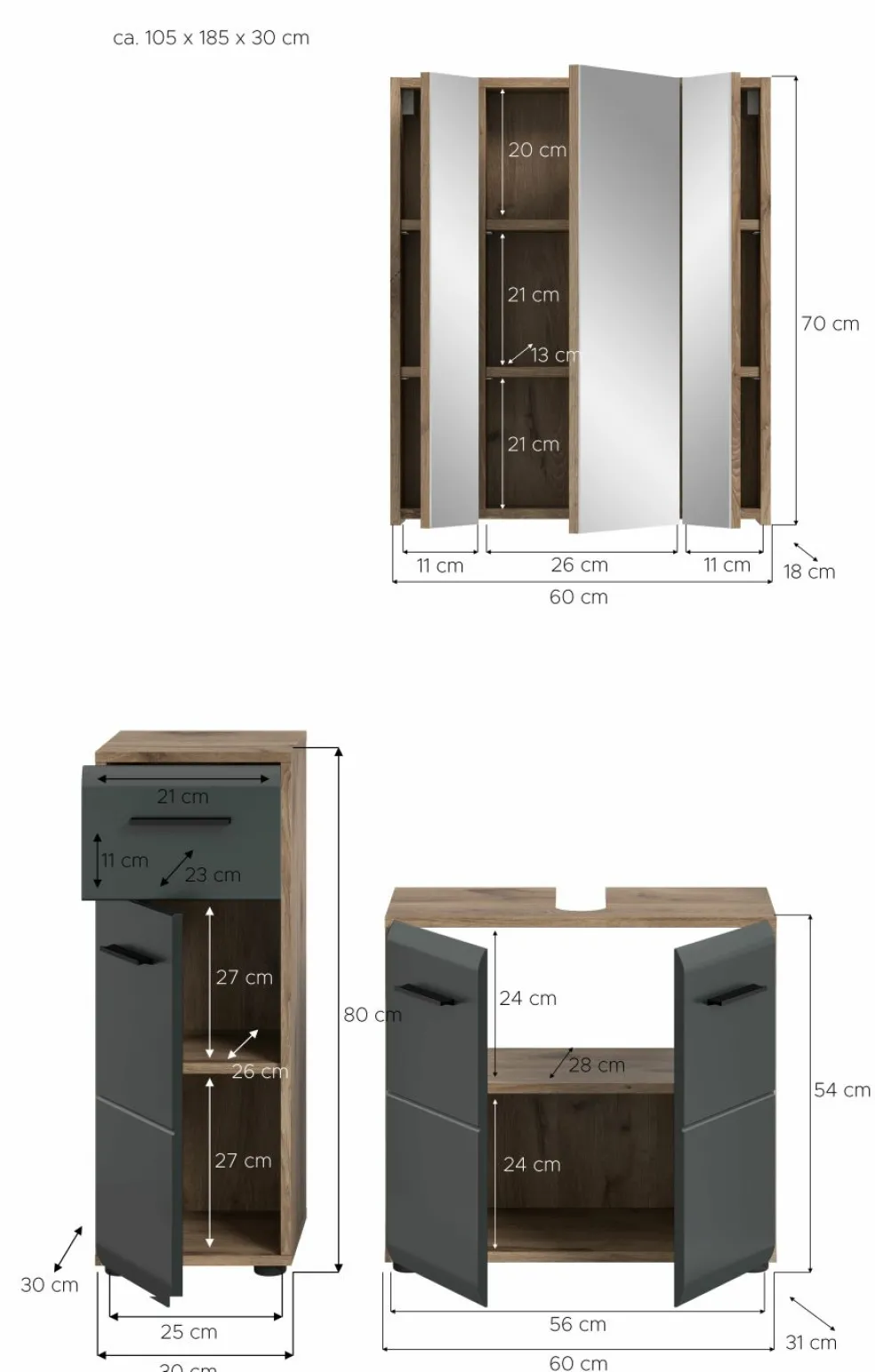 Ensemble salle de bains 3 éléments BONGA