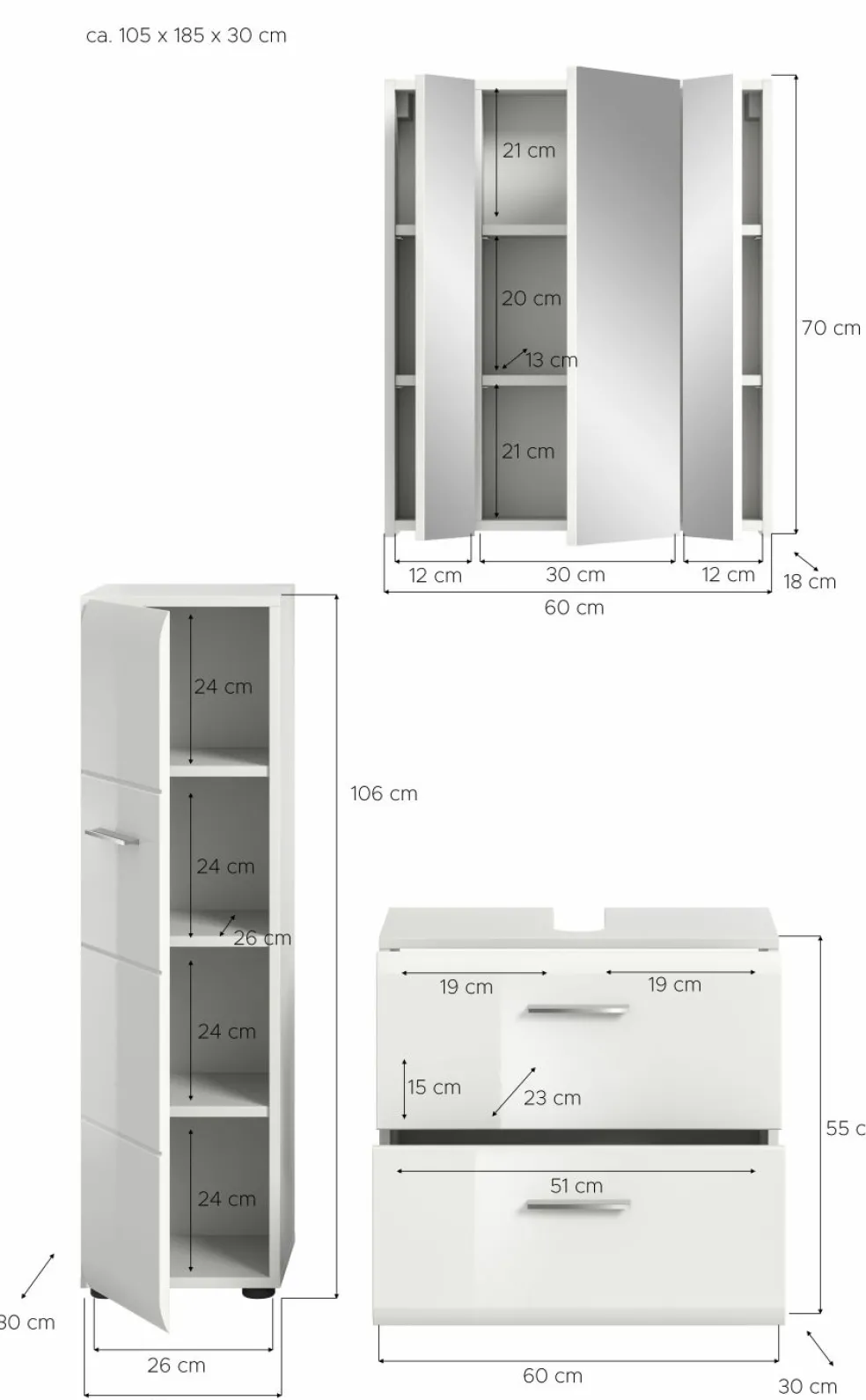 Ensemble salle de bains 3 éléments BONGA