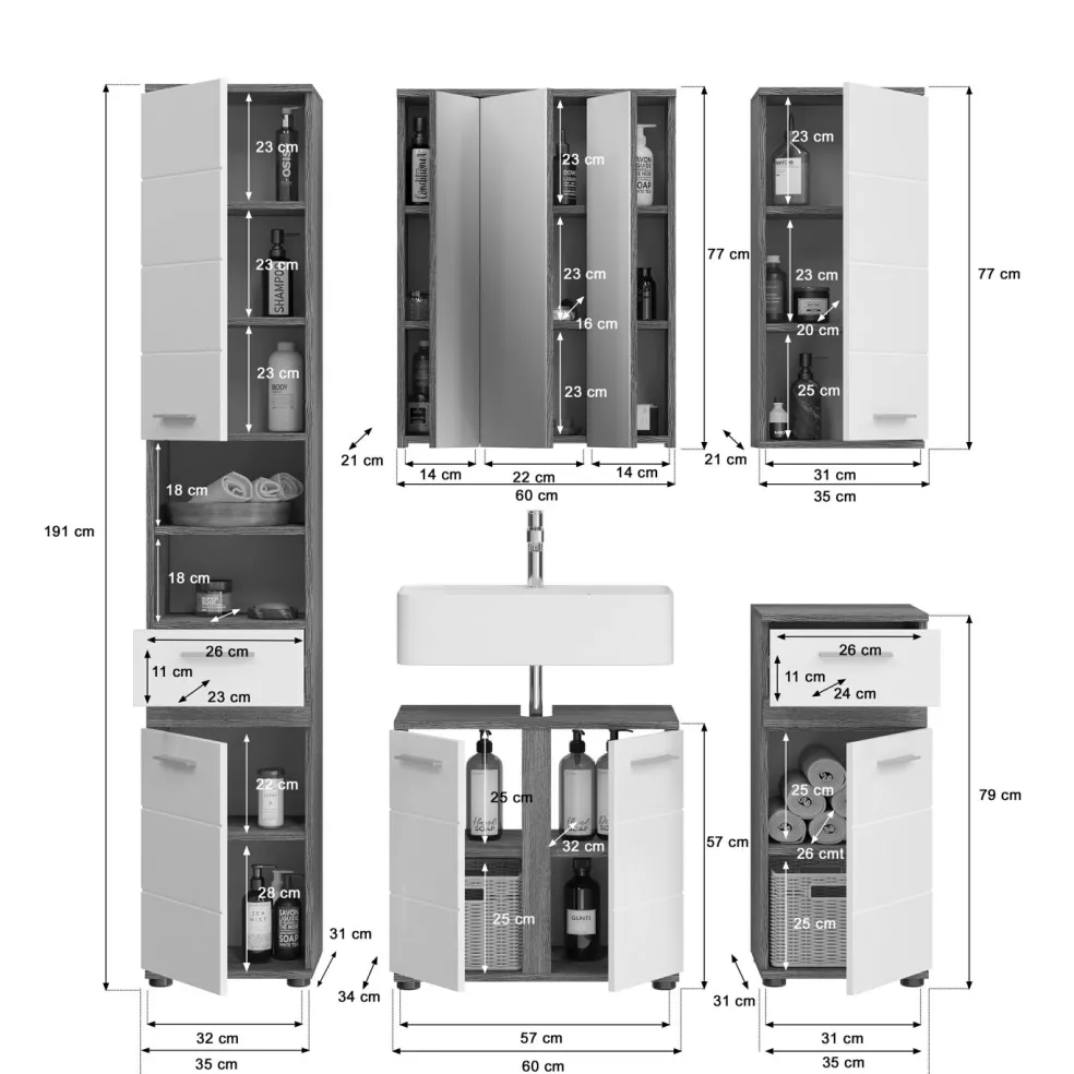 Ensemble salle de bains 5 éléments ASSELA