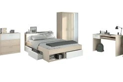 Lit 160 cm avec rangement, armoire, bureau et commode MOST 76