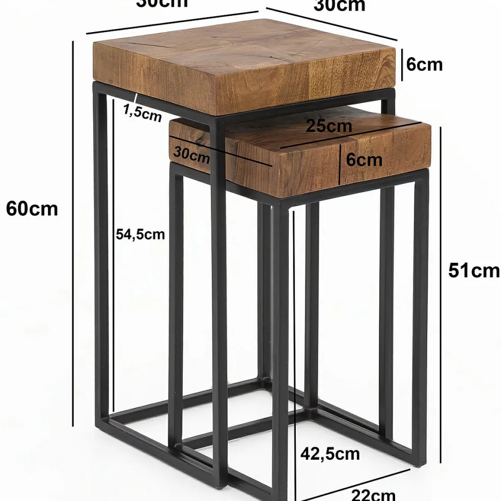 Lot de 2 tables gigognes LAMPHUN