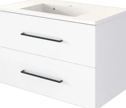 Meuble sous vasque 80 avec vasque en fonte minérale LUZERN