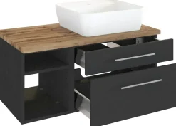 Meuble sous vasque 90 avec vasque à poser à droite DAVOS