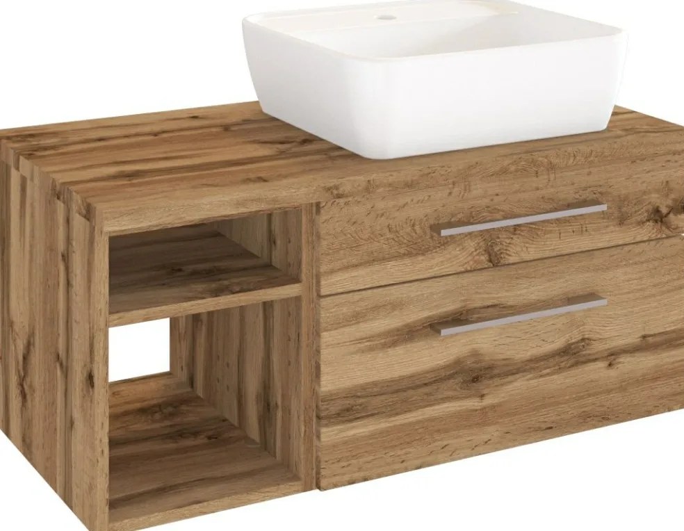 Meuble sous vasque 90 avec vasque à poser à droite DAVOS