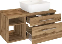 Meuble sous vasque 90 avec vasque à poser à droite DAVOS