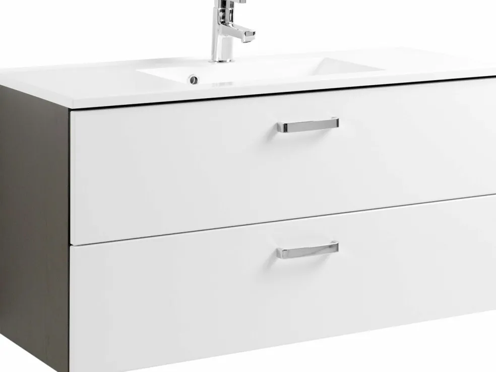 Meuble sous vasque 100 avec vasque en fonte minérale BOLOGNA