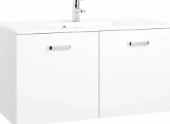 Meuble sous vasque 100 avec vasque en fonte minérale BOLOGNA