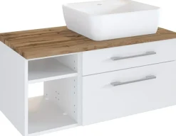 Meuble sous vasque 90 avec vasque à poser à droite DAVOS