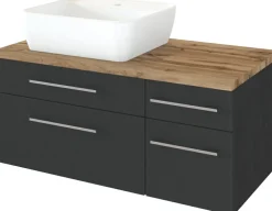 Meuble sous vasque 90 avec vasque à poser à gauche DAVOS