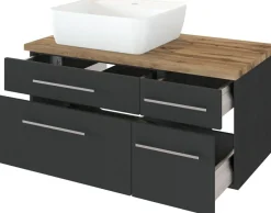 Meuble sous vasque 90 avec vasque à poser à gauche DAVOS