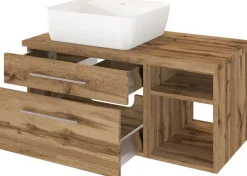 Meuble sous vasque 90 avec vasque à poser à gauche DAVOS