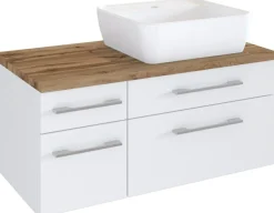 Meuble sous vasque 90 avec vasque à poser à droite DAVOS