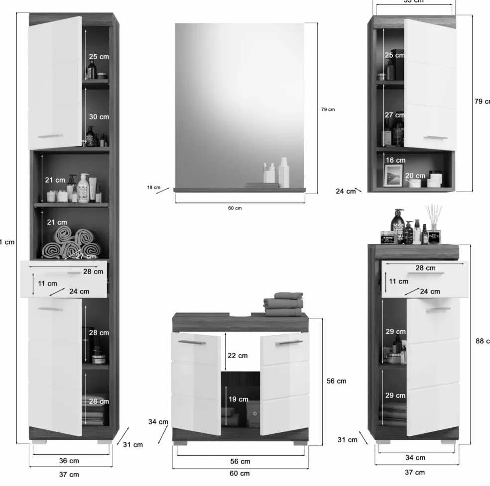 Salle de bains combinée 5 éléments SEWULA