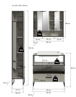 Salle de bains combinée 4 éléments BAGNO