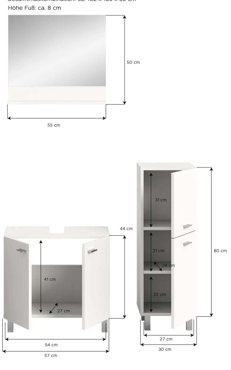 Salle de bains combinée 3 éléments SEBETA