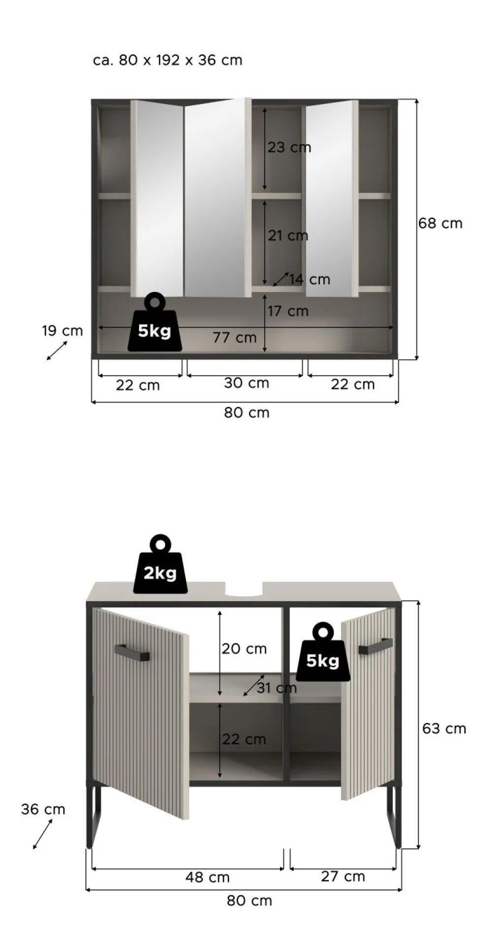 Salle de bains combinée 2 éléments BAGNO