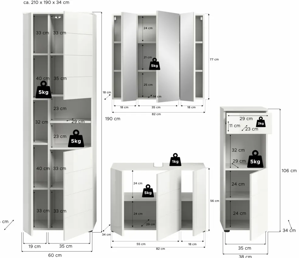 Salle de bains combinée 4 éléments AMBO