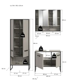 Salle de bains combinée 3 éléments BAGNO