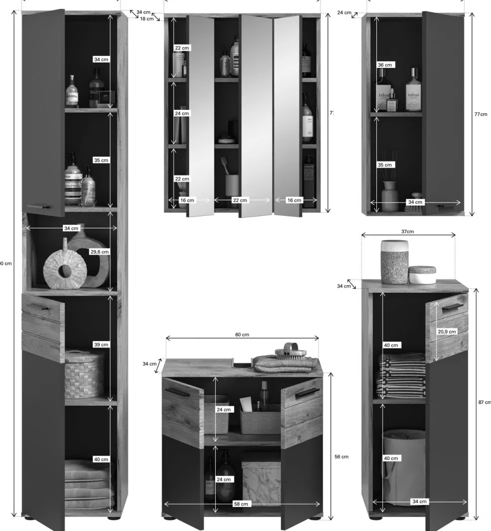 Salle de bains combinée 5 éléments AGARO