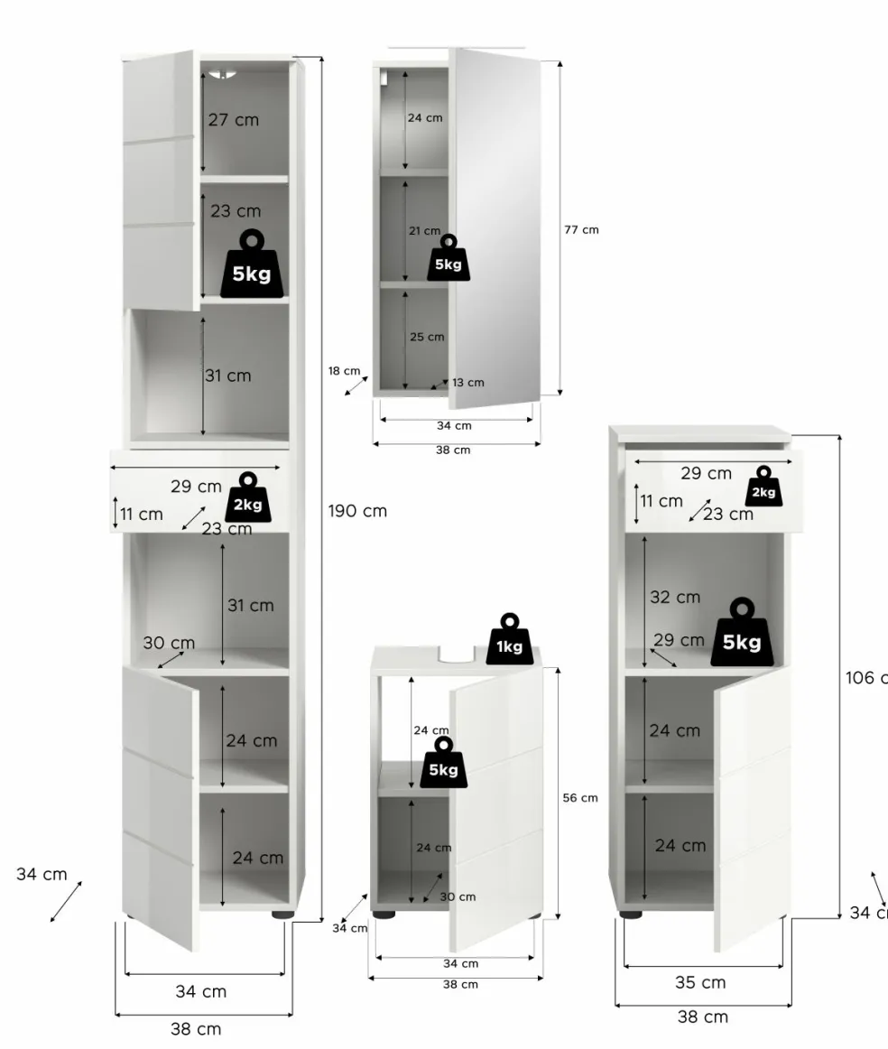 Salle de bains combinée 5 éléments AMBO