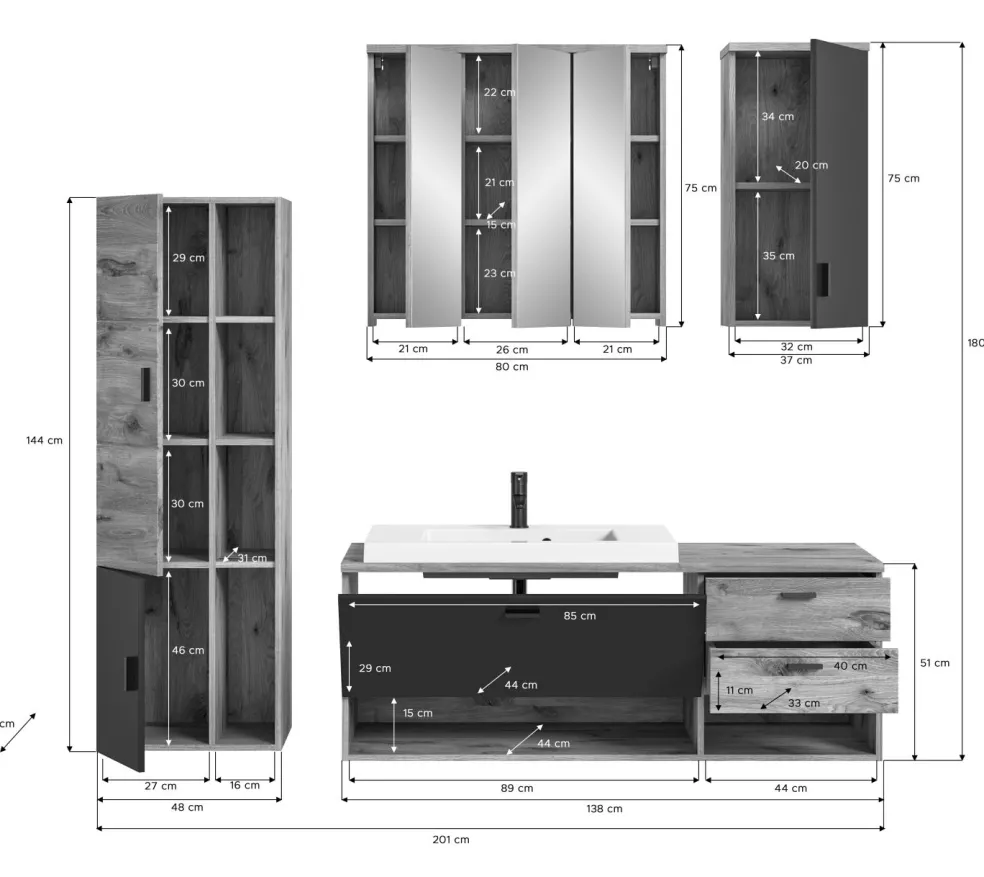 Salle de bains combinée 4 éléments METU