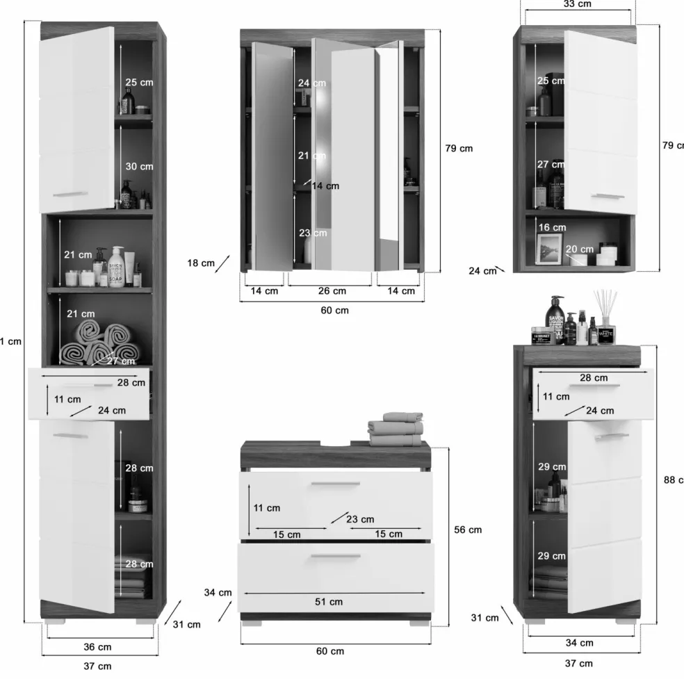 Salle de bains combinée 5 éléments SEWULA