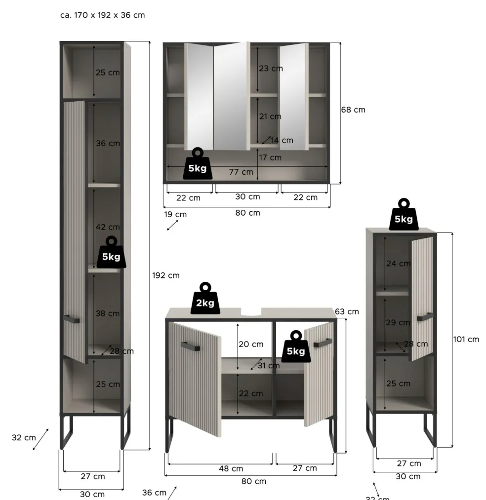 Salle de bains combinée 4 éléments BAGNO