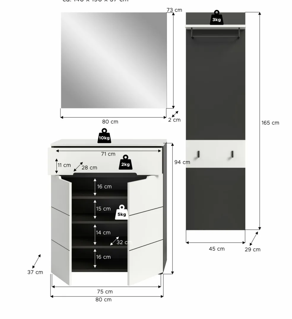 Vestiaire combiné 3 éléments GOBA