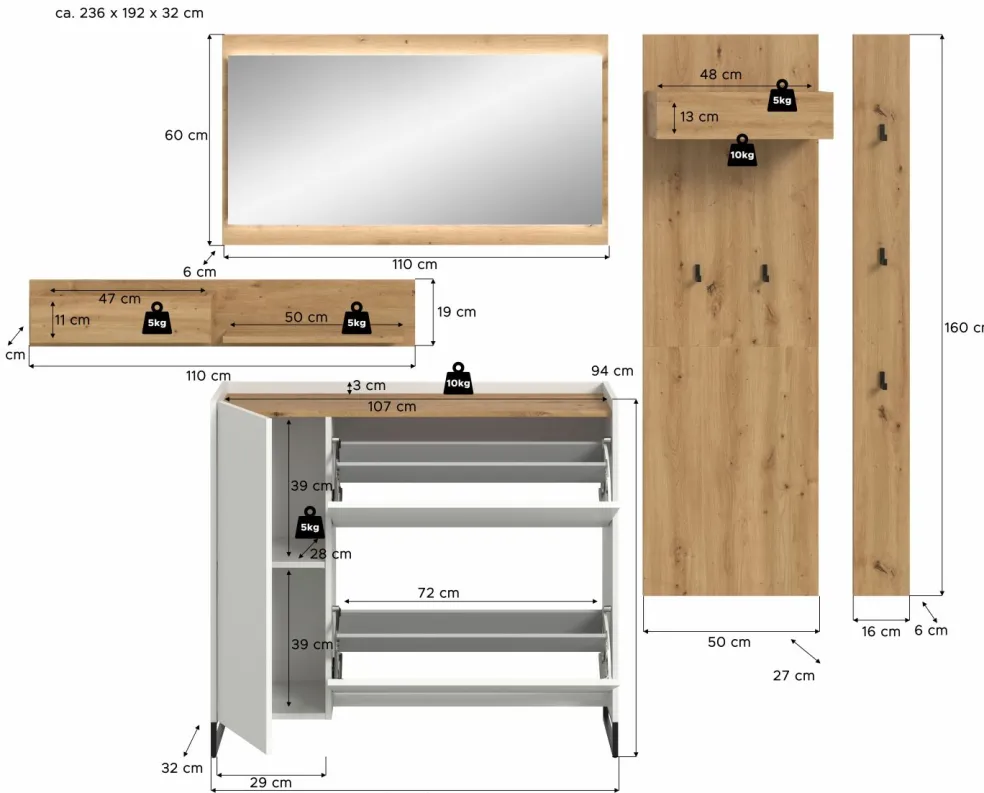 Vestiaire combiné 6 éléments DRIVE